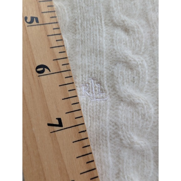 Lauren Ralph Lauren Wool Sweater Womens Large Merino Angora Cable Knit White - Picture 5 of 7